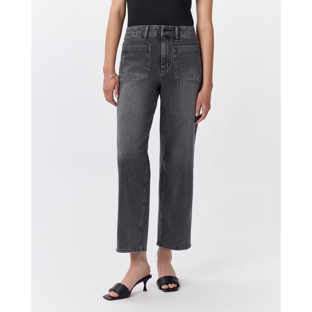 Quince Bella Stretch Patch Pocket Wide Leg Jeans Grey Size 28